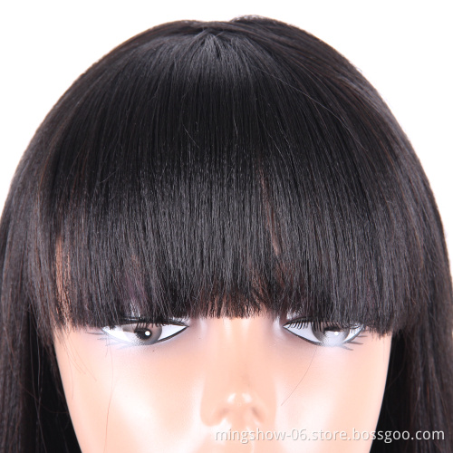 Long Synthetic Wigs With Bangs For Women Black Heat Resistant Fiber Cosplay Costume Wig